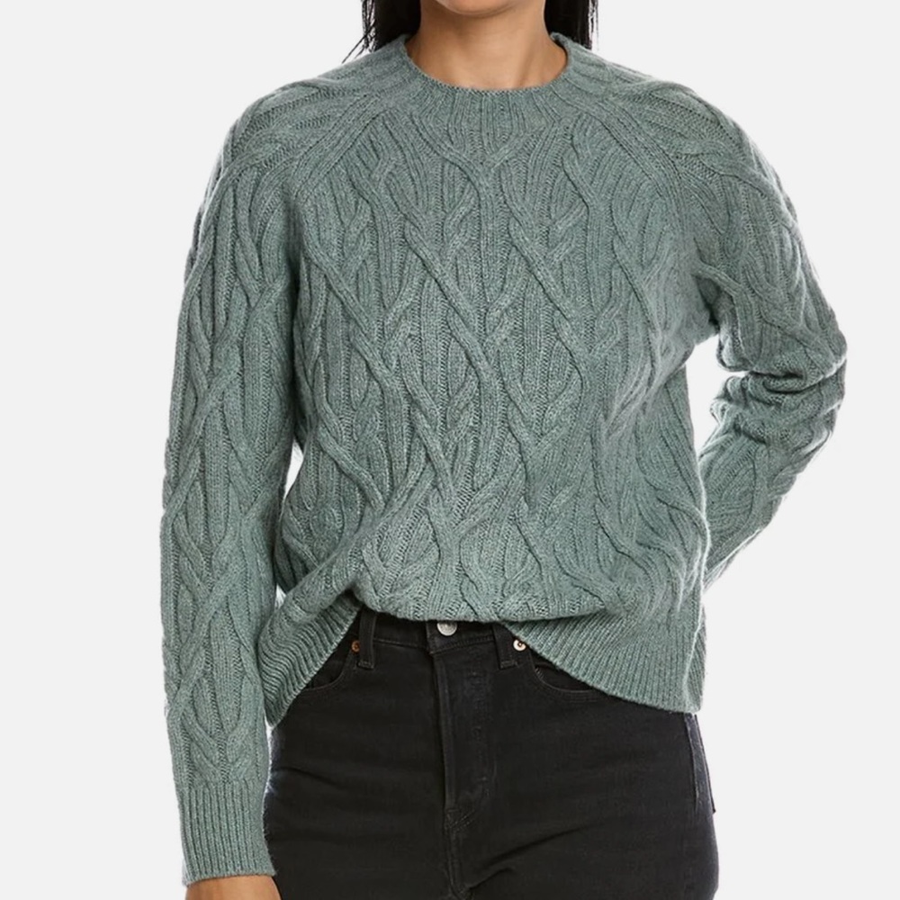 VINCE Interlocking Cable Wool & Cashmere-Blend Sweater